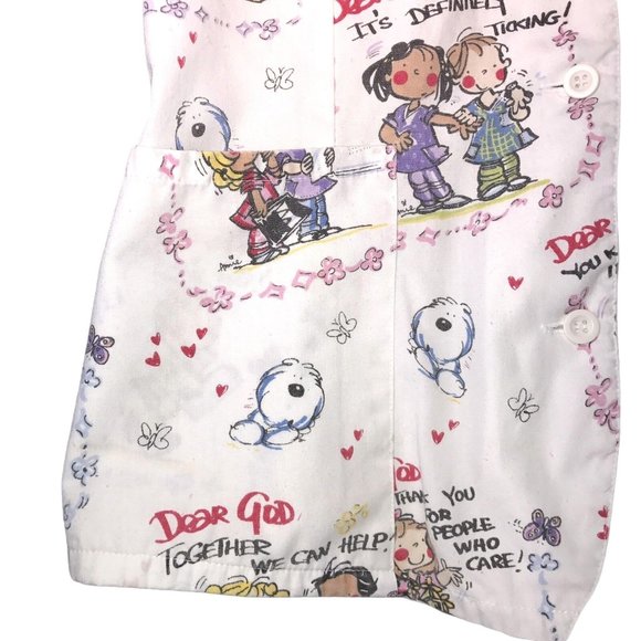 Dear God Kids Scrub White V neck Button Front XS Elastic back 2 Pockets - Picture 5 of 7